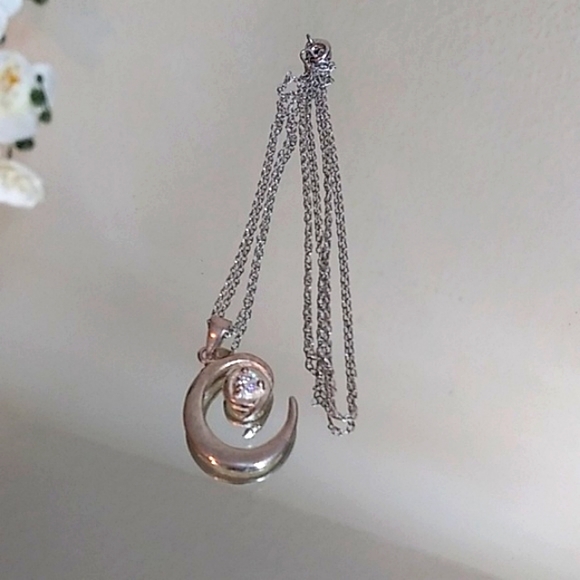 925 Sterling Silver Chain Necklace With Embellished C Initial Pendant - Picture 16 of 17